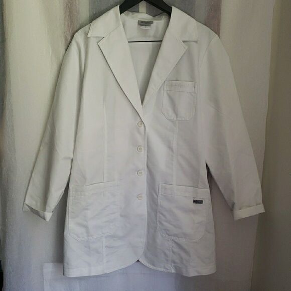Grey’s Anatomy By Barco White Lab Doctor’s Coat Pockets Women’s Size L - Picture 1 of 11